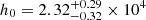 $ h_0 = 2.32^{+0.29}_{-0.32} \times 10^4 $