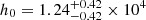 $ h_0 = 1.24^{+0.42}_{-0.42} \times 10^4 $
