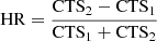 $ \mathrm{HR} = \frac{\mathrm{CTS}_2-\mathrm{CTS}_1}{\mathrm{CTS}_1+\mathrm{CTS}_2} $