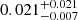 $ 0.021^{+0.021}_{-0.007} $