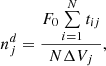 $$ \begin{aligned} n^d_j = \frac{F_0\sum \limits _{i = 1}^{N} t_{ij}}{N \Delta V_j}, \end{aligned} $$