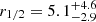 $ r_{1/2} = 5.1^{+4.6}_{-2.9} $