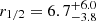$ r_{1/2} = 6.7^{+6.0}_{-3.8} $