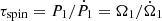 $ \tau_{\mathrm{spin}} = P_1/\dot{P}_1 = \Omega_1/\dot{\Omega}_1 $