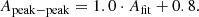 $$ \begin{aligned} A_{\mathrm{peak-peak}} = 1.0 \cdot A_{\mathrm{fit}} + 0.8. \end{aligned} $$