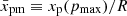 $ \bar x_{\mathrm{pm}}\equiv x_{\mathrm{p}}(p_{\mathrm{max}})/R $