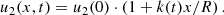 $$ \begin{aligned} u_2(x,t)=u_2(0)\cdot \left(1+k(t)x/R\right). \end{aligned} $$