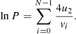 $$ \begin{aligned} \ln P=\sum _{i=0}^{N-1}\frac{4u_2}{{ v}_i}. \end{aligned} $$