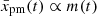 $ \bar x_{\mathrm{pm}}(t)\propto m(t) $