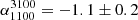 $ \alpha_{1100}^{3100} = -1.1 \pm 0.2 $