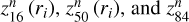 $\[z_{16}^n\left(r_i\right), z_{50}^n\left(r_i\right) \text {, and } z_{84}^n\left(r_i\right)\]$