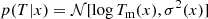 $$ \begin{aligned} p(T|x)&= \mathcal{N} [\log {T_{\rm m}}(x),\sigma ^2(x) ]\end{aligned} $$