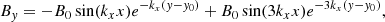 $$ \begin{aligned}&B_{y} = -B_0\sin (k_xx)e^{-k_x({y}-{y}_0)} + B_0\sin (3k_xx)e^{-3k_x({y}-{y}_0)}, \end{aligned} $$