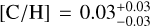 $[{\rm{C}}/{\rm{H}}] = 0.03_{ - 0.03}^{ + 0.03}$