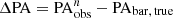 $ \Delta{{\rm PA}} = {\rm PA}^n_{\rm obs}-{\rm PA}_{\rm bar,\,true} $