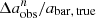 $ \Delta{a}_{\mathrm{obs}}^{n}/a_{\mathrm{bar,\,true}} $