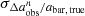 $ \sigma_{\Delta{a_{\mathrm{obs}}^{n}}/a_{\mathrm{bar,\,true}}} $