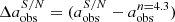 $ {\Delta} a_{\mathrm{obs}}^{S/N} = (a_{\mathrm{obs}}^{S/N} - a_{\mathrm{obs}}^{n=4.3}) $