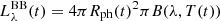 $ L_{\lambda}^{\mathrm{BB}}(t) = 4 \pi R_{\mathrm{ph}}(t)^2 \pi B(\lambda,T(t)) $