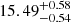$ 15.49^{+0.58}_{-0.54} $