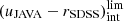 $ (u_\mathrm{JAVA}-r_\mathrm{SDSS})_\mathrm{int}^\mathrm{lim} $