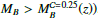 $ M_B > M_B^{\mathcal{C}=0.25}(z) $