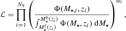 $ M_\star^\mathrm{b}(z^\prime) $
