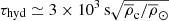$ \tau_{\mathrm{hyd}} \simeq 3 \times 10^3\,\mathrm{s} \sqrt{\overline{\rho}_{\mathrm{c}} / \overline{\rho}_\odot} $