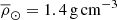 $ \overline{\rho}_\odot = 1.4\,\mathrm{g \,cm^{-3}} $