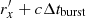 $ r^\prime_x + c \Delta t_{\rm burst} $