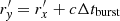 $ r^\prime_{\it y} = r^\prime_x + c \Delta t_{\rm burst} $