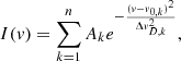 $$ \begin{aligned} I(v) = \sum _{k=1}^n A_k e^{-\frac{(v-v_{0,k})^2}{\Delta v_{D,k}^2}}, \end{aligned} $$