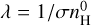 $\[\lambda=1 / \sigma n_{\mathrm{H}}^0\]$