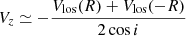 $$ \begin{aligned} V_z&\simeq - \frac{V_{\rm los}(R) + V_{\rm los}(-R)}{2\cos {i}} \end{aligned} $$