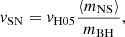 $$ \begin{aligned} v_{\mathrm{SN}} = v_{\mathrm{H05}} \frac{\langle m_{\mathrm{NS}} \rangle }{m_{\mathrm{BH}}}, \end{aligned} $$