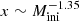 $ x\sim M_{\mathrm{ini}}^{-1.35} $