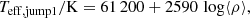 $$ \begin{aligned} T_{\rm eff,jump1}/\mathrm{K} = 61\,200 + 2590 \,\log \langle \rho \rangle {,} \end{aligned} $$