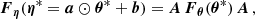 $$ \begin{aligned} \boldsymbol{F}_{\boldsymbol{\eta }}(\boldsymbol{\eta }^* = \boldsymbol{a} \odot \boldsymbol{\theta }^* + \boldsymbol{b}) = \boldsymbol{A} \, \boldsymbol{F}_{\boldsymbol{\theta }}(\boldsymbol{\theta }^\mathbf{* }) \, \boldsymbol{A} \, , \end{aligned} $$