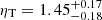 $ \eta_{\mathrm{T}}= 1.45^{+0.17}_{-0.18} $