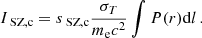$$ \begin{aligned} I_{\text{ SZ,c}}=s_{\text{ SZ,c}}\frac{\sigma _T}{m_{\rm e}c^2}\int P(r)\mathrm{d}l \,. \end{aligned} $$
