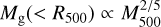 ${M_{\rm{g}}}\left( { < {R_{500}}} \right) \propto M_{500}^{2/5}$