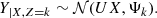 $$ \begin{aligned} Y_{|X,Z=k}\sim \mathcal{N} (UX,\Psi _{k}). \end{aligned} $$