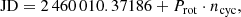 $$ \begin{aligned} \mathrm{JD} = 2\,460\,010.37186 + P_{\rm rot}\cdot n_{\rm cyc}, \end{aligned} $$