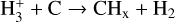 ${\rm{H}}_3^ + + {\rm{C}} \to {\rm{C}}{{\rm{H}}_{\rm{x}}} + {{\rm{H}}_2}$