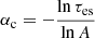 $$ \begin{aligned} \alpha _{\rm c}=-\frac{\ln \tau _{\rm e s}}{\ln A} \end{aligned} $$