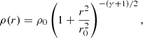 $$ \begin{aligned} \rho (r)=\rho _{0}\left( 1+\dfrac{r^{2}}{r_{0}^{2}}\right)^{-(\gamma +1)/2}, \end{aligned} $$