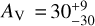 ${A_{\rm{V}}} = 30_{ - 30}^{ - 9}$