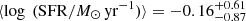 $ \langle \log~(\mathrm{SFR}/M_\odot\,\mathrm{yr}^{-1}) \rangle = -0.16^{+0.61}_{-0.87} $