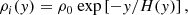 $$ \begin{aligned} \rho _i({ y}) = \rho _0\ \mathrm{exp}\left[-{ y}/H({ y})\right], \end{aligned} $$