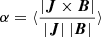 $ \alpha = \langle \frac{|{\boldsymbol{J}} \times {\boldsymbol{B}}|}{|{\boldsymbol{J}}|\ |{\boldsymbol{B}}|}\rangle $